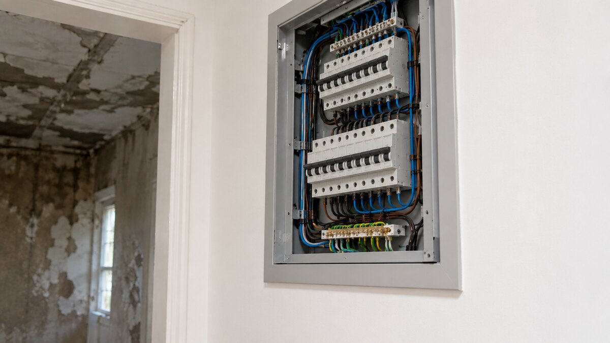 Volledig herstelde elektrische installatie na waterschade door antwerpseelektricien.be