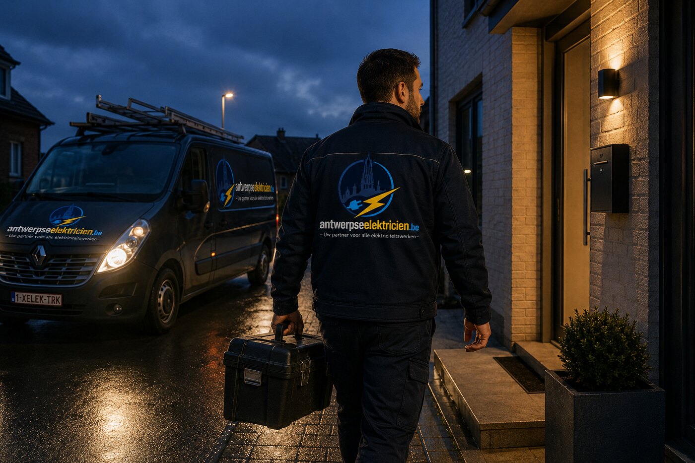Elektricien met spoed onderweg naar een klant in Antwerpen